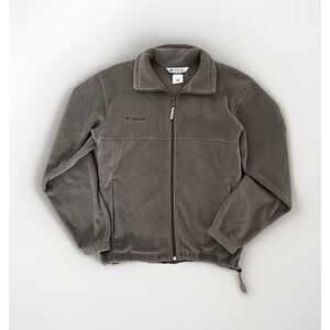 Columbia Sportswear Mens M Full Zip Fleece Jacket Taupe Green Outdoor Casual